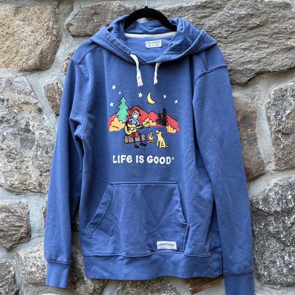Life Is Good Men's Blue Graphic Hoodie